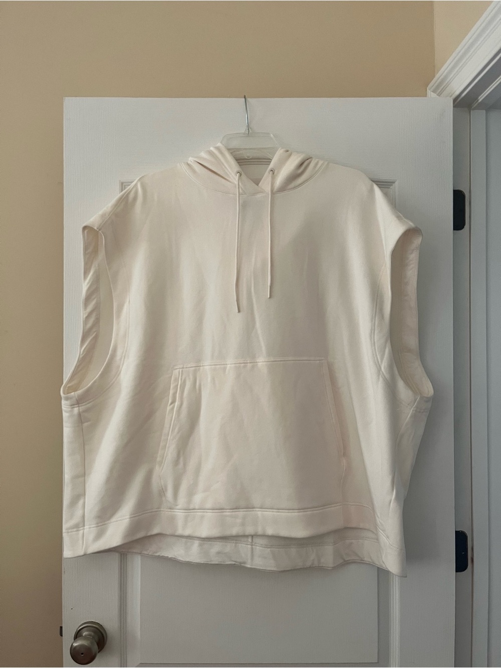 Athleta Cream Hooded Vest with Kangaroo Pocket